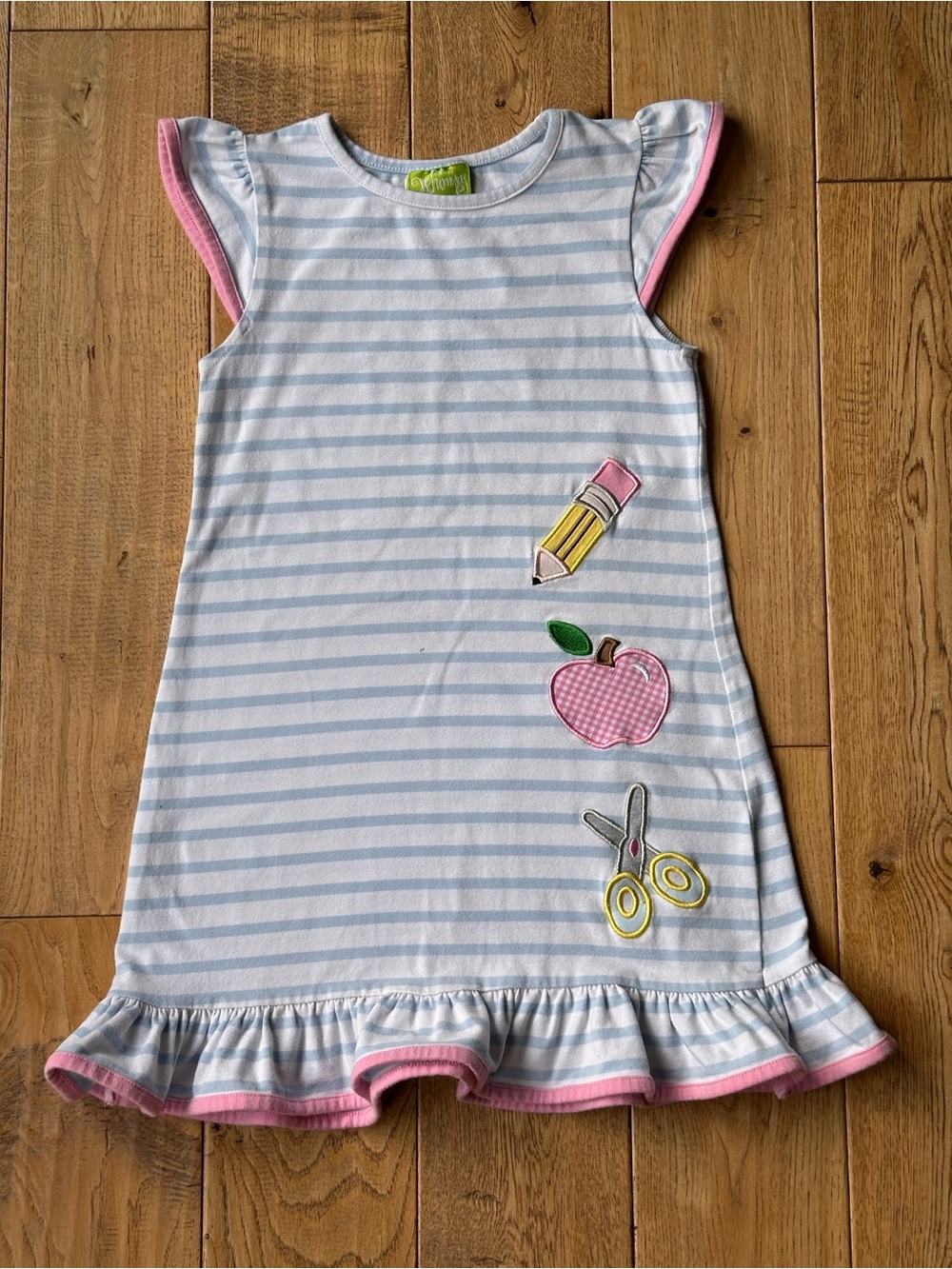 Classic Whimsy Striped Back To School Appliqué Dress size 5